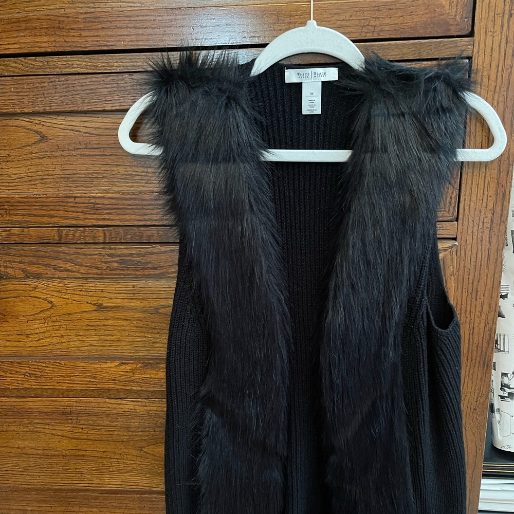 WHBM fall & winter black sweater vest with fur